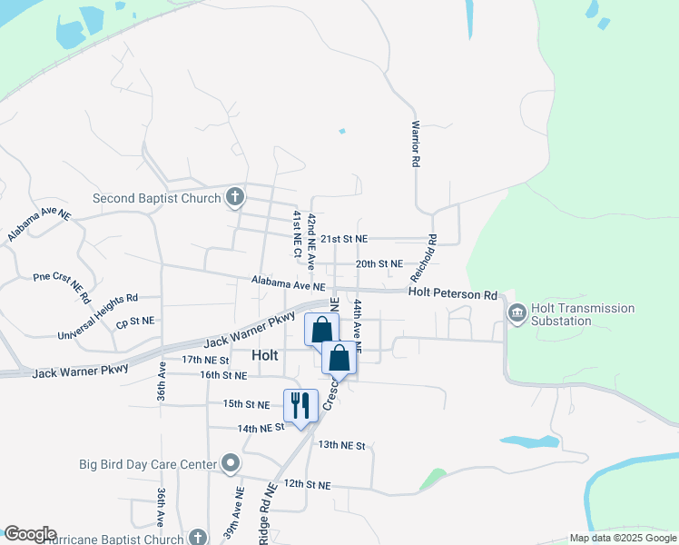 map of restaurants, bars, coffee shops, grocery stores, and more near 4204 Alabama Avenue Northeast in Tuscaloosa