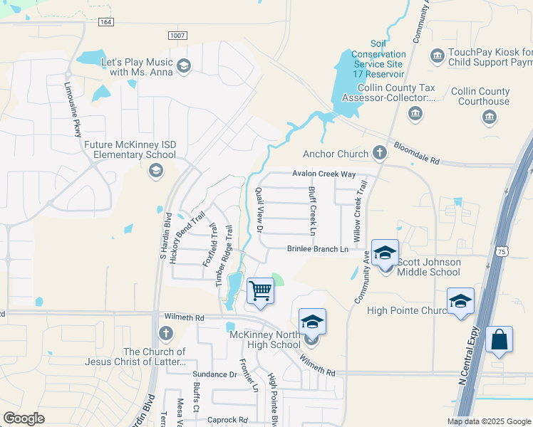 map of restaurants, bars, coffee shops, grocery stores, and more near 2628 Lake Meadow Drive in McKinney