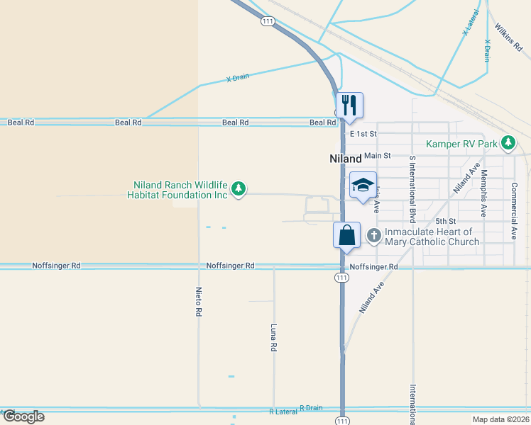 map of restaurants, bars, coffee shops, grocery stores, and more near 51 West 4th Street in Niland