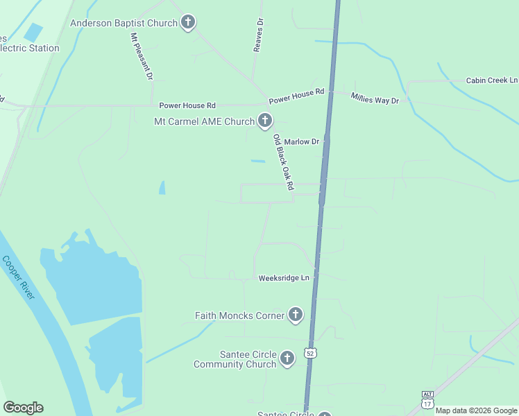 map of restaurants, bars, coffee shops, grocery stores, and more near 1029 Cornerstone Drive in Moncks Corner