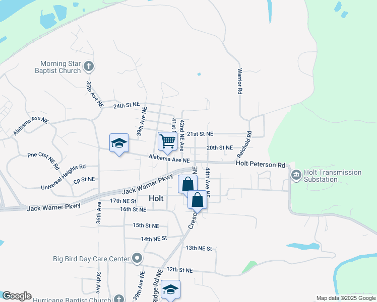 map of restaurants, bars, coffee shops, grocery stores, and more near 4203 20th Street Northeast in Tuscaloosa