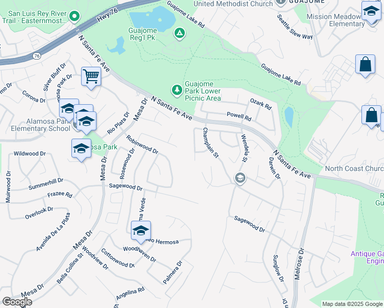 map of restaurants, bars, coffee shops, grocery stores, and more near 5254 Wohlford Street in Oceanside