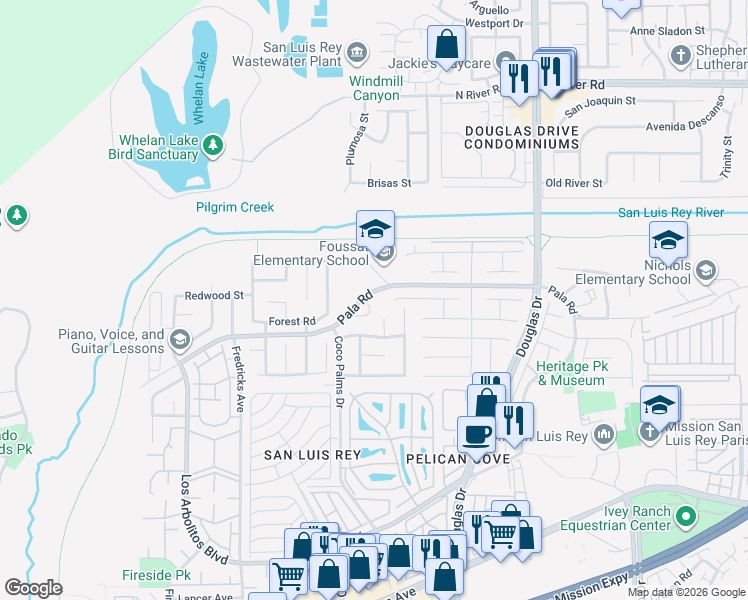 map of restaurants, bars, coffee shops, grocery stores, and more near 496 Christina Court in Oceanside