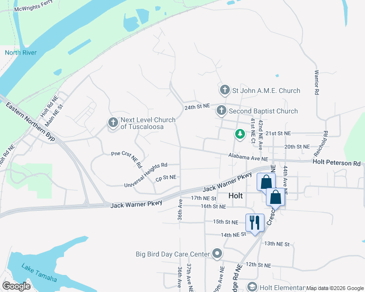 map of restaurants, bars, coffee shops, grocery stores, and more near 1901-1989 36th Avenue Northeast in Holt