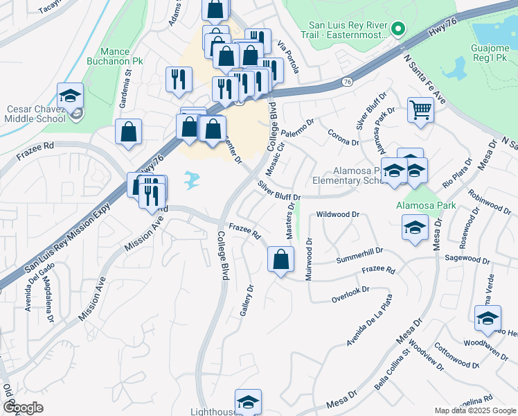 map of restaurants, bars, coffee shops, grocery stores, and more near 852 Essence Avenue in Oceanside