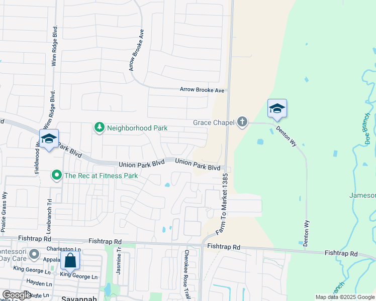 map of restaurants, bars, coffee shops, grocery stores, and more near 1736 Ridge Creek Lane in Aubrey