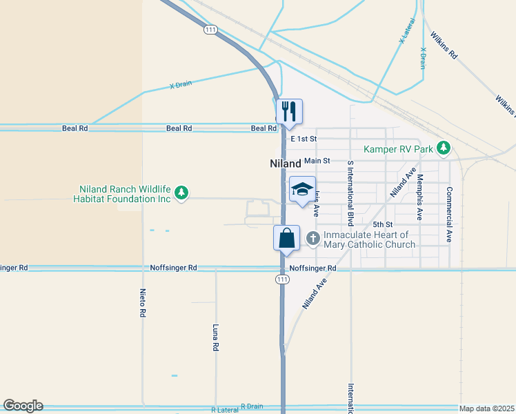 map of restaurants, bars, coffee shops, grocery stores, and more near 17 West 4th Street in Niland