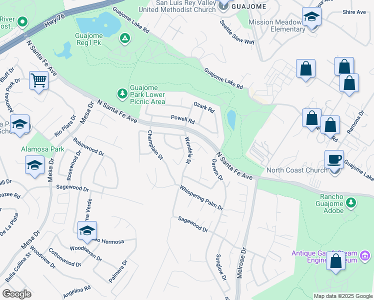 map of restaurants, bars, coffee shops, grocery stores, and more near 5261 Hubbert Street in Oceanside
