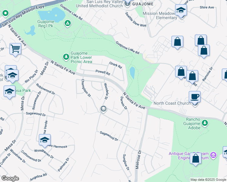 map of restaurants, bars, coffee shops, grocery stores, and more near 1516 Saran Court in Oceanside