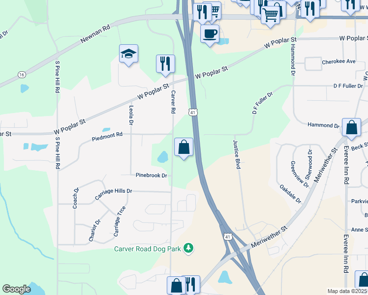 map of restaurants, bars, coffee shops, grocery stores, and more near in Griffin