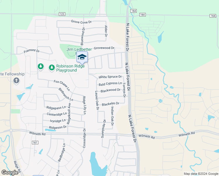 map of restaurants, bars, coffee shops, grocery stores, and more near 5108 Blackwood Drive in McKinney