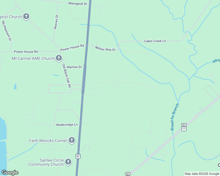map of restaurants, bars, coffee shops, grocery stores, and more near 1047 Leslie Street in Moncks Corner