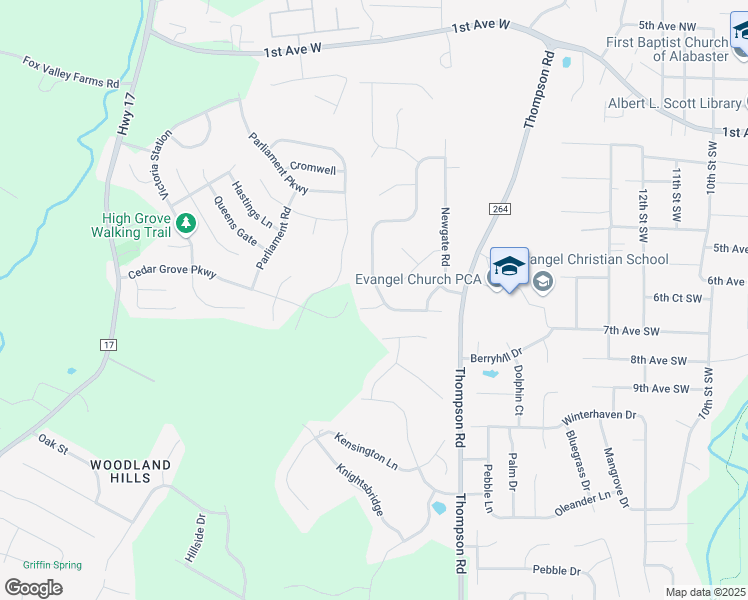 map of restaurants, bars, coffee shops, grocery stores, and more near 300 Norwick Lane in Alabaster