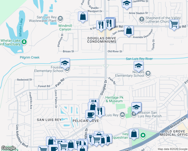 map of restaurants, bars, coffee shops, grocery stores, and more near 3955 Escala Cove in Oceanside