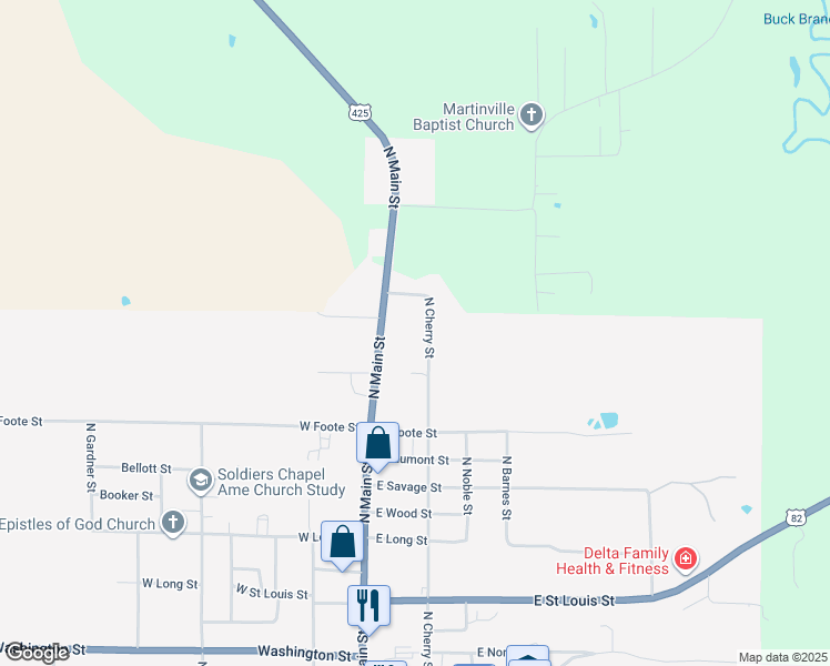 map of restaurants, bars, coffee shops, grocery stores, and more near 1309 North Cherry Street in Hamburg