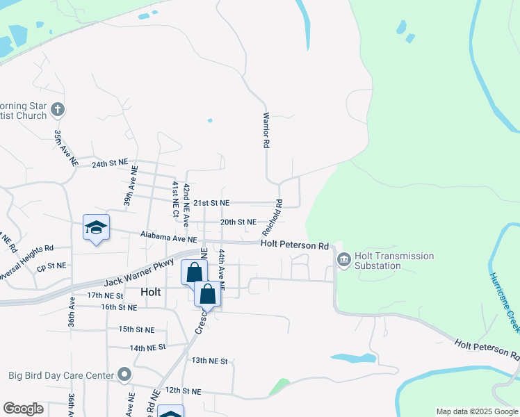 map of restaurants, bars, coffee shops, grocery stores, and more near 4613 21st Street Northeast in Tuscaloosa