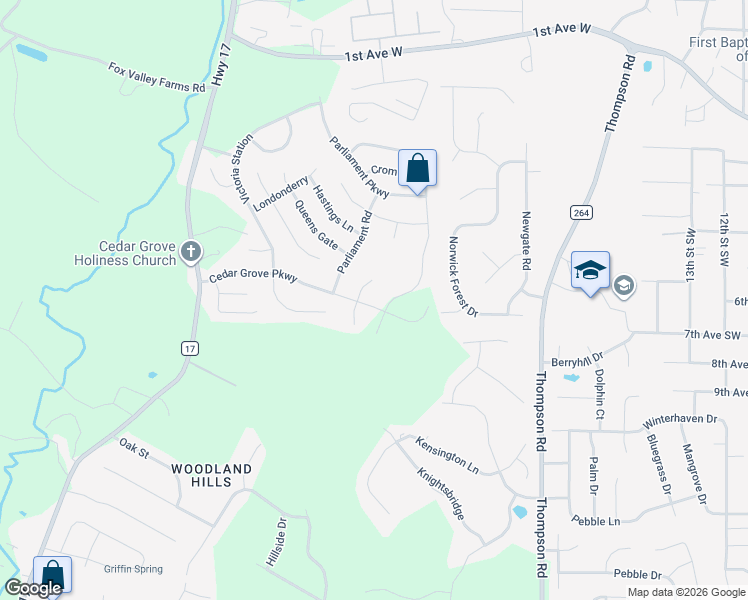 map of restaurants, bars, coffee shops, grocery stores, and more near 217 Cedar Grove Parkway in Alabaster