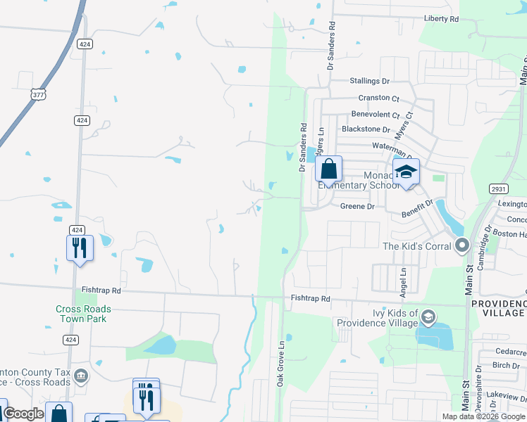 map of restaurants, bars, coffee shops, grocery stores, and more near 1827 Doctor Sanders Road in Cross Roads