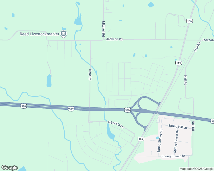 map of restaurants, bars, coffee shops, grocery stores, and more near 1600 Trent Road in Krum