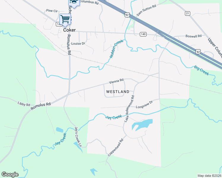 map of restaurants, bars, coffee shops, grocery stores, and more near 11308 Bramblewood Dr in Coker