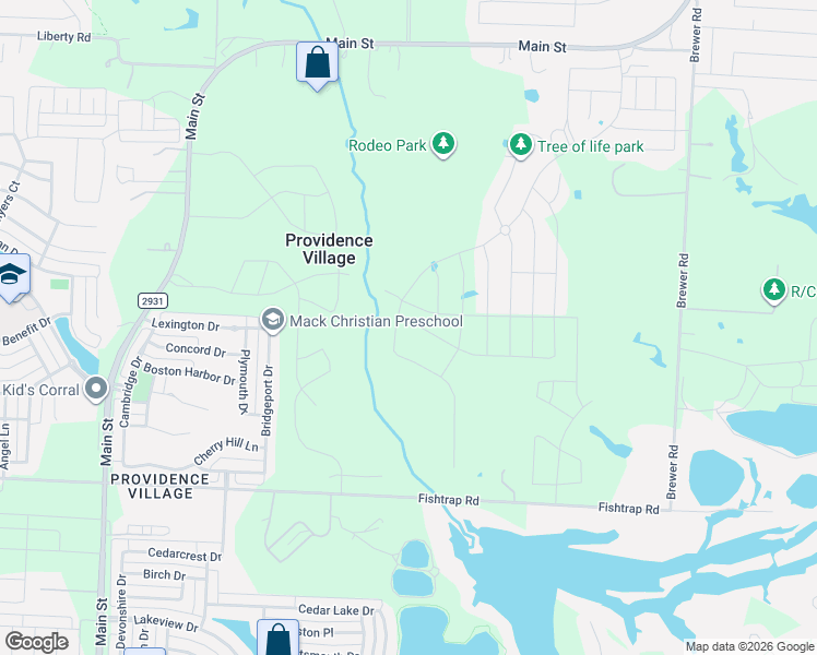 map of restaurants, bars, coffee shops, grocery stores, and more near 2020 Bridgeport Drive in Denton County