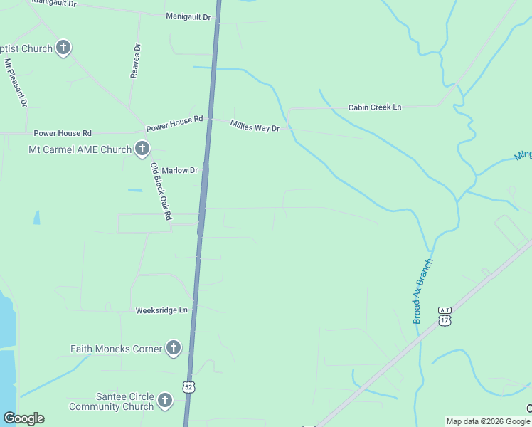 map of restaurants, bars, coffee shops, grocery stores, and more near 1047 Leslie Street in Moncks Corner