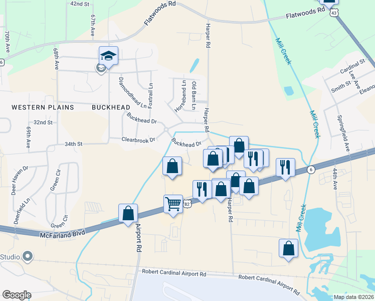 map of restaurants, bars, coffee shops, grocery stores, and more near 5869 37th Street in Northport