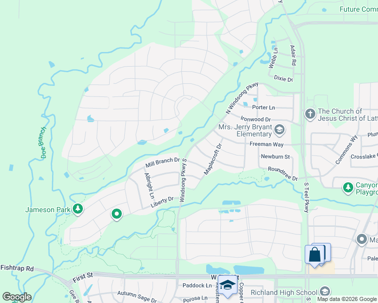 map of restaurants, bars, coffee shops, grocery stores, and more near 1872 Good Hope Road in Prosper