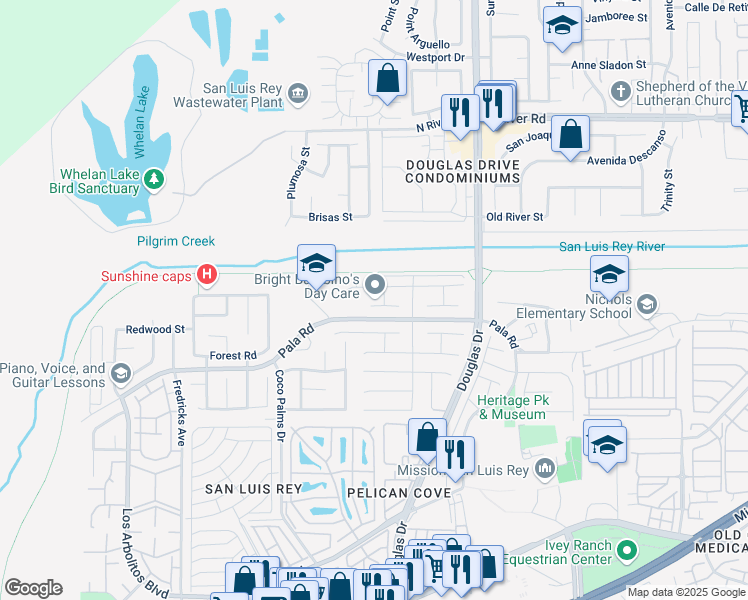 map of restaurants, bars, coffee shops, grocery stores, and more near 3912 Posada Court in Oceanside