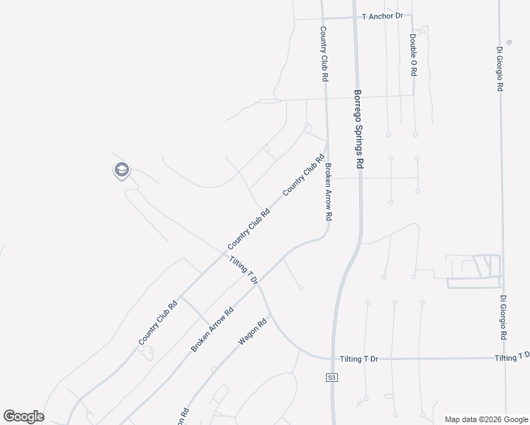 map of restaurants, bars, coffee shops, grocery stores, and more near Country Club Road in Borrego Springs