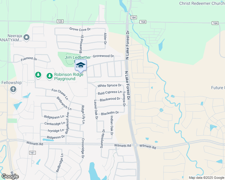 map of restaurants, bars, coffee shops, grocery stores, and more near 5100 Bald Cypress Lane in McKinney
