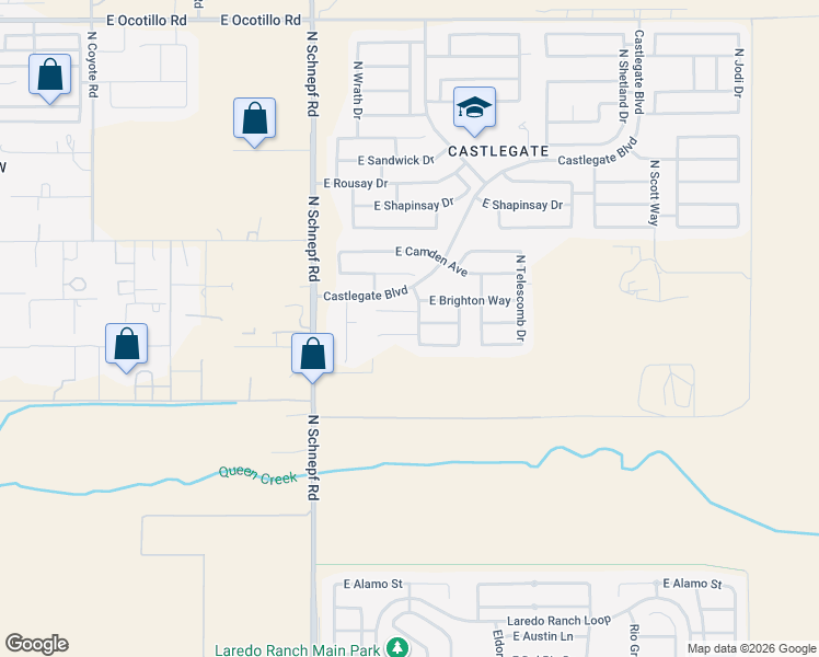 map of restaurants, bars, coffee shops, grocery stores, and more near 3772 East Yorkshire Circle in San Tan Valley