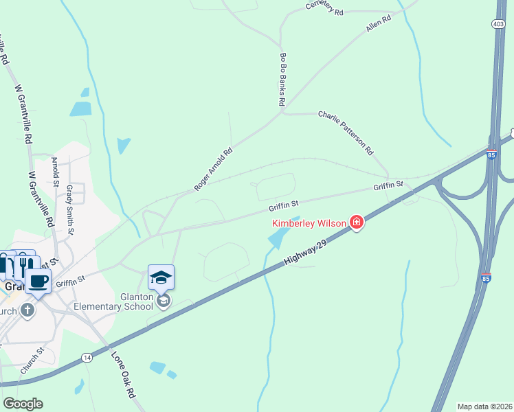 map of restaurants, bars, coffee shops, grocery stores, and more near 59 Hill Top Circle in Grantville