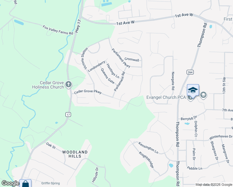 map of restaurants, bars, coffee shops, grocery stores, and more near 202 Cedar Grove Parkway in Alabaster