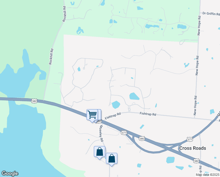 map of restaurants, bars, coffee shops, grocery stores, and more near 1265 Woodland Drive in Cross Roads