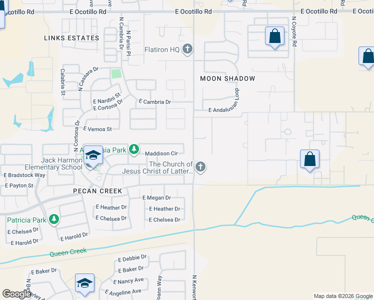map of restaurants, bars, coffee shops, grocery stores, and more near 39633 North Zampino Street in San Tan Valley