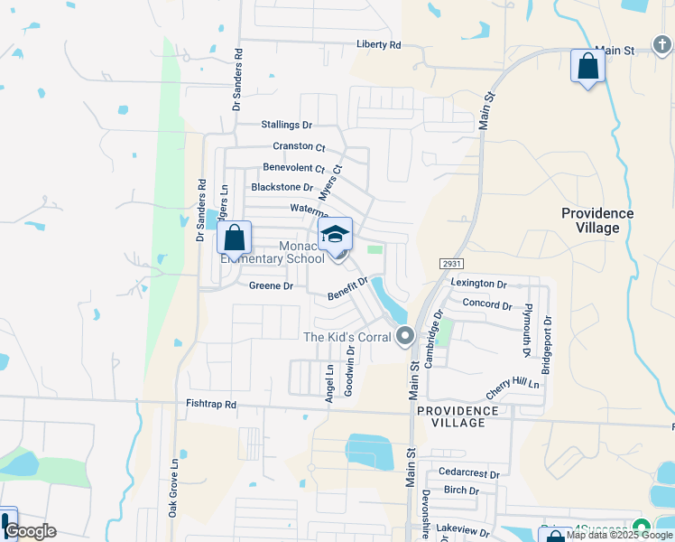 map of restaurants, bars, coffee shops, grocery stores, and more near 9350 Cape Cod Boulevard in Aubrey
