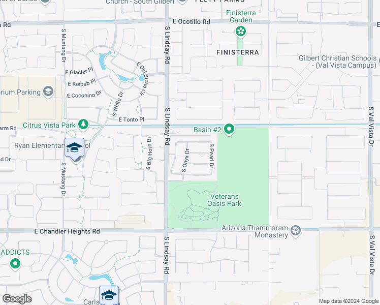 map of restaurants, bars, coffee shops, grocery stores, and more near 3468 East Crescent Way in Chandler