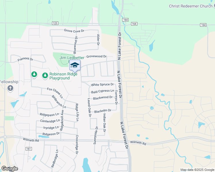 map of restaurants, bars, coffee shops, grocery stores, and more near 5021 White Spruce Drive in McKinney