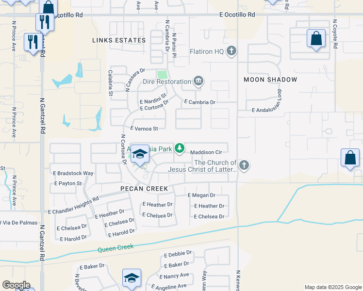 map of restaurants, bars, coffee shops, grocery stores, and more near 39672 Webb Avenue in San Tan Valley