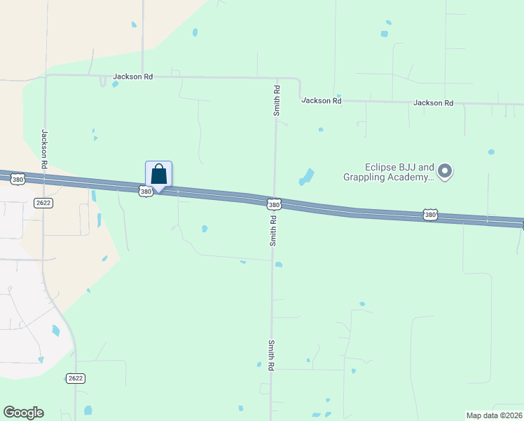 map of restaurants, bars, coffee shops, grocery stores, and more near U.S. 380 in Ponder
