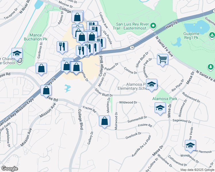 map of restaurants, bars, coffee shops, grocery stores, and more near 780 Sepia Court in Oceanside