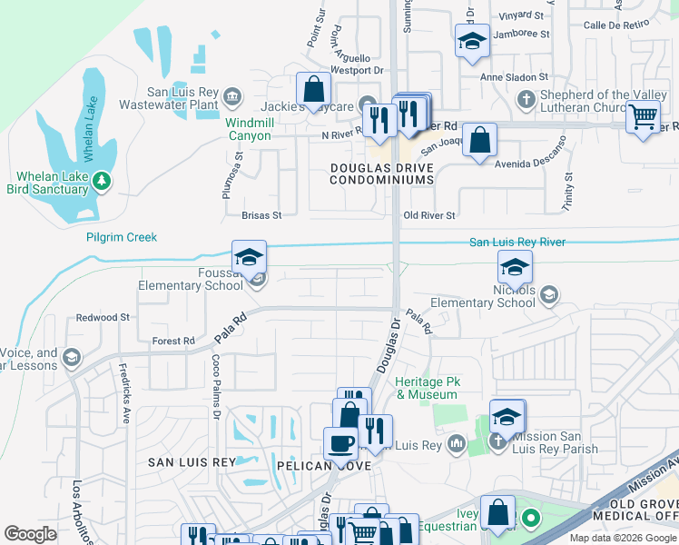 map of restaurants, bars, coffee shops, grocery stores, and more near 3948 Baja Vista Drive in Oceanside