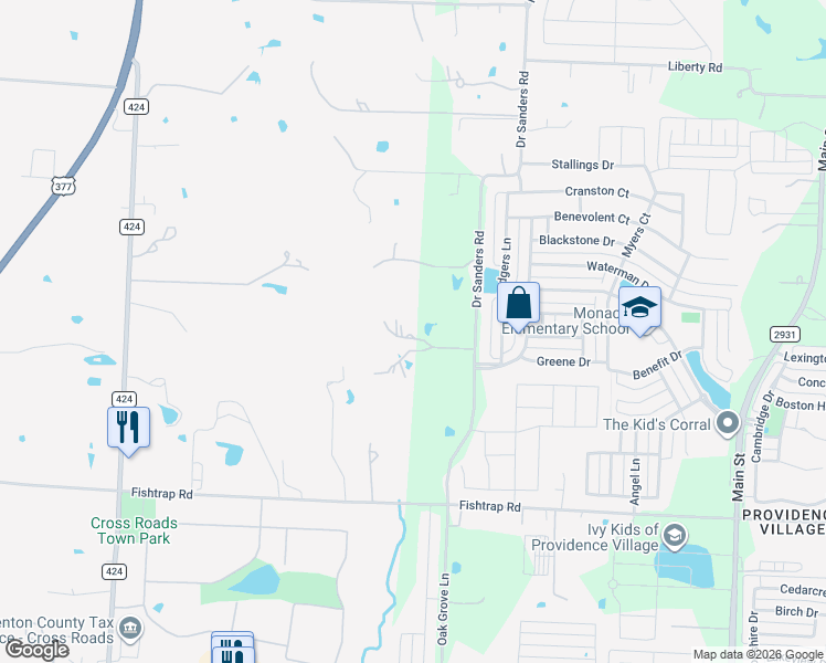 map of restaurants, bars, coffee shops, grocery stores, and more near 1908 Doctor Sanders Road in Aubrey