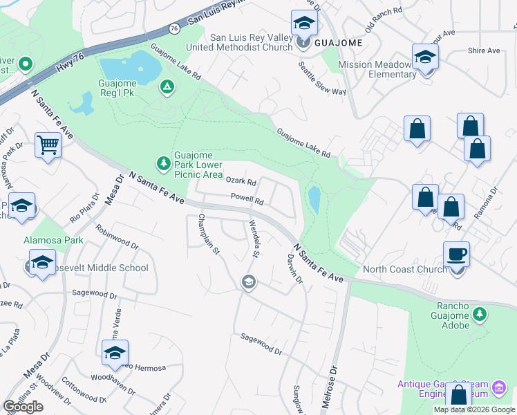 map of restaurants, bars, coffee shops, grocery stores, and more near 5312 Mead Street in Oceanside