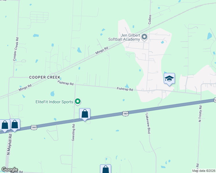 map of restaurants, bars, coffee shops, grocery stores, and more near 2701 Greenleaf Circle in Denton