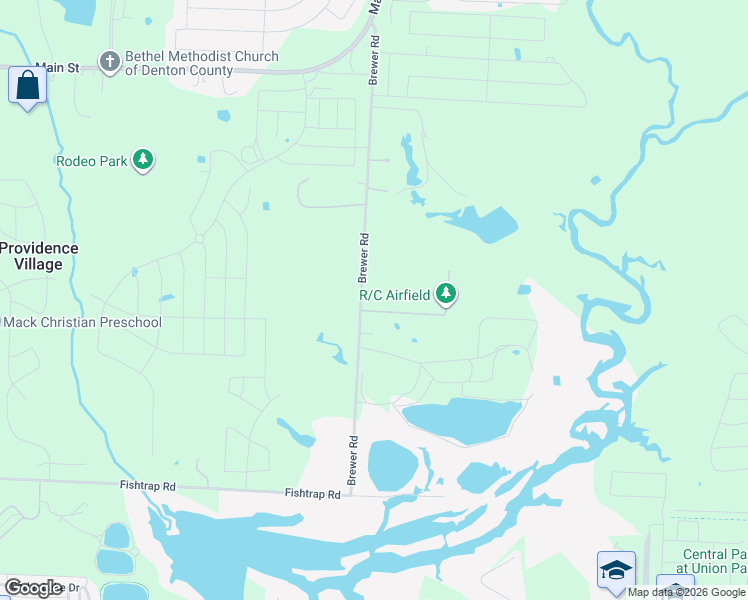 map of restaurants, bars, coffee shops, grocery stores, and more near 3570 Brewer Road in Aubrey