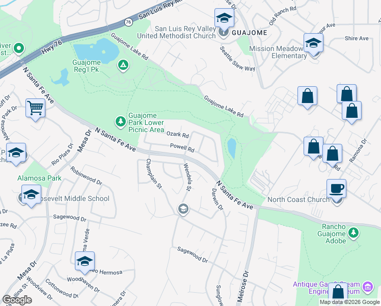 map of restaurants, bars, coffee shops, grocery stores, and more near 5312 Mead Street in Oceanside