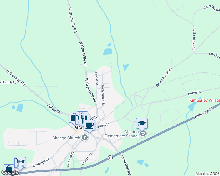 map of restaurants, bars, coffee shops, grocery stores, and more near 48 Maple Street in Grantville