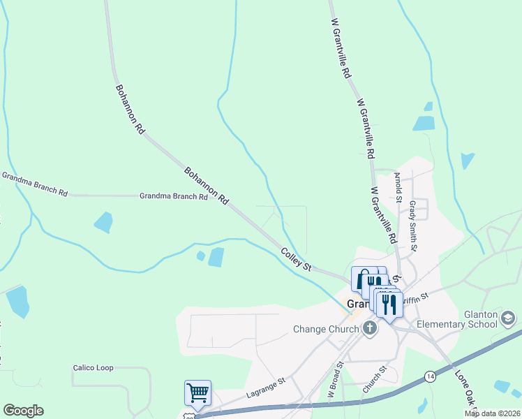 map of restaurants, bars, coffee shops, grocery stores, and more near 79 Elisabeth Way in Grantville
